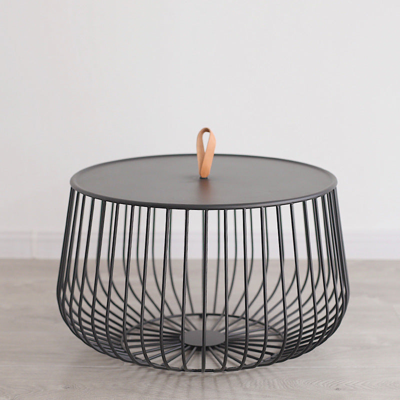 Iron Round Coffee Table Mid-Century Modern Frame Coffee Cocktail Table 26"L x 26"W x 15"H Black Clearhalo 'Coffee & Accent Tables' 'Coffee Tables' 'coffee_tables' 'furn' 'furn_coffee_tables' 'Furniture' 'Living Room Furniture' 6396729