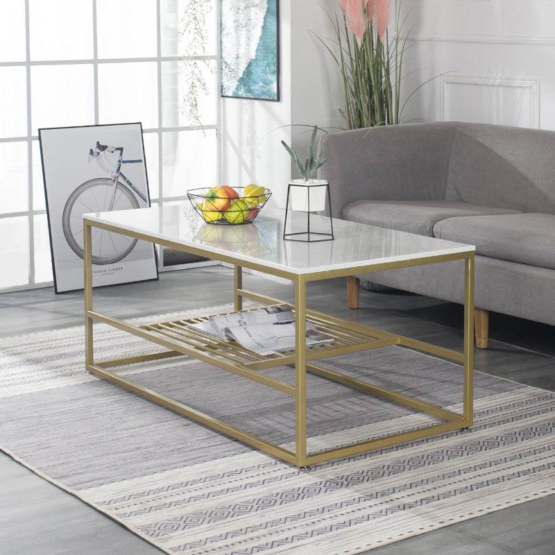 Glam Rectangular Coffee Table Frame 1 Coffee Table for Living Room 1 Clearhalo 'Coffee & Accent Tables' 'Coffee Tables' 'coffee_tables' 'furn' 'furn_coffee_tables' 'Furniture' 'Living Room Furniture' 6396735