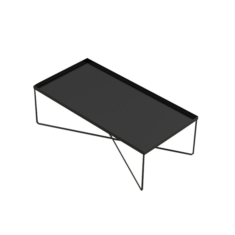 Tavolino da caffè moderno Mid-Century in metallo e legno con gambe incrociate