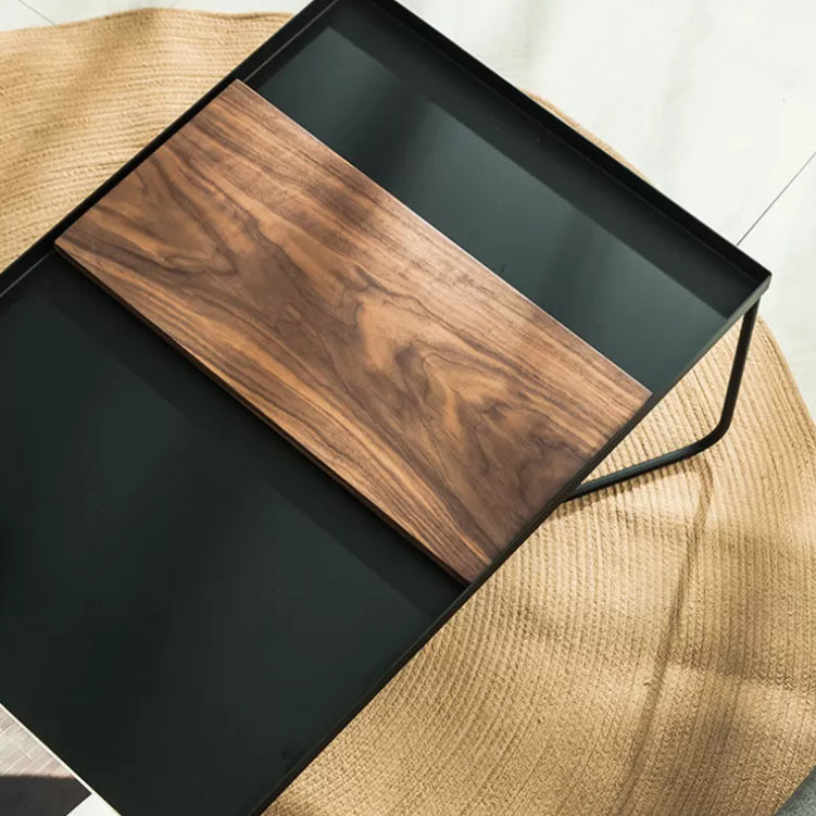 Tavolino da caffè moderno Mid-Century in metallo e legno con gambe incrociate