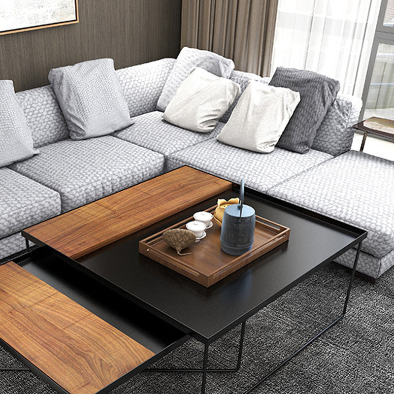 Tavolino da caffè moderno Mid-Century in metallo e legno con gambe incrociate