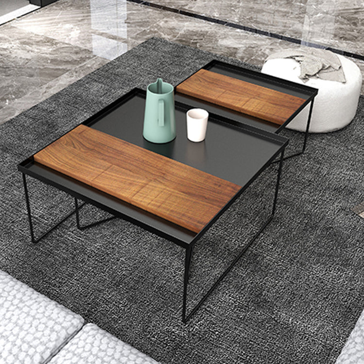 Tavolino da caffè moderno Mid-Century in metallo e legno con gambe incrociate