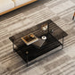 Table basse en verre rectangulaire moderne 17,7" Table de cocktail à base de traîneau en métal de H