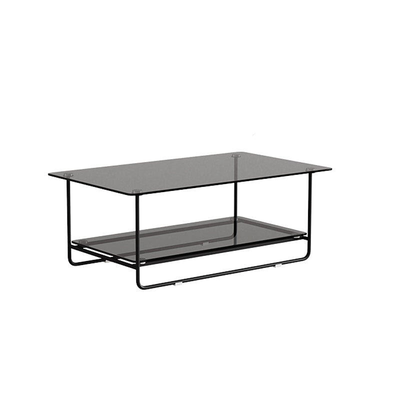 Table basse en verre rectangulaire moderne 17,7" Table de cocktail à base de traîneau en métal de H