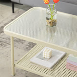 Table basse en verre 4 jambes Cocktail Table avec étagère