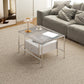 Modern 2 Nesting Glass Coffee Table Set Steel 4 Legs 1 - Drawer Cocktail Table Clearhalo 'Coffee & Accent Tables' 'Coffee Tables' 'coffee_tables' 'furn' 'furn_coffee_tables' 'Furniture' 'Living Room Furniture' 6396827