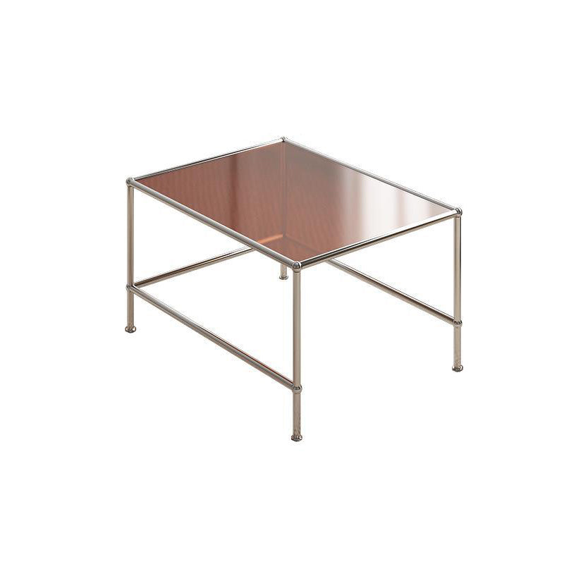 Modern 2 Nesting Glass Coffee Table Set Steel 4 Legs 1 - Drawer Cocktail Table 31.5"L x 24"W x 18"H Brown Clearhalo 'Coffee & Accent Tables' 'Coffee Tables' 'coffee_tables' 'furn' 'furn_coffee_tables' 'Furniture' 'Living Room Furniture' 6396828
