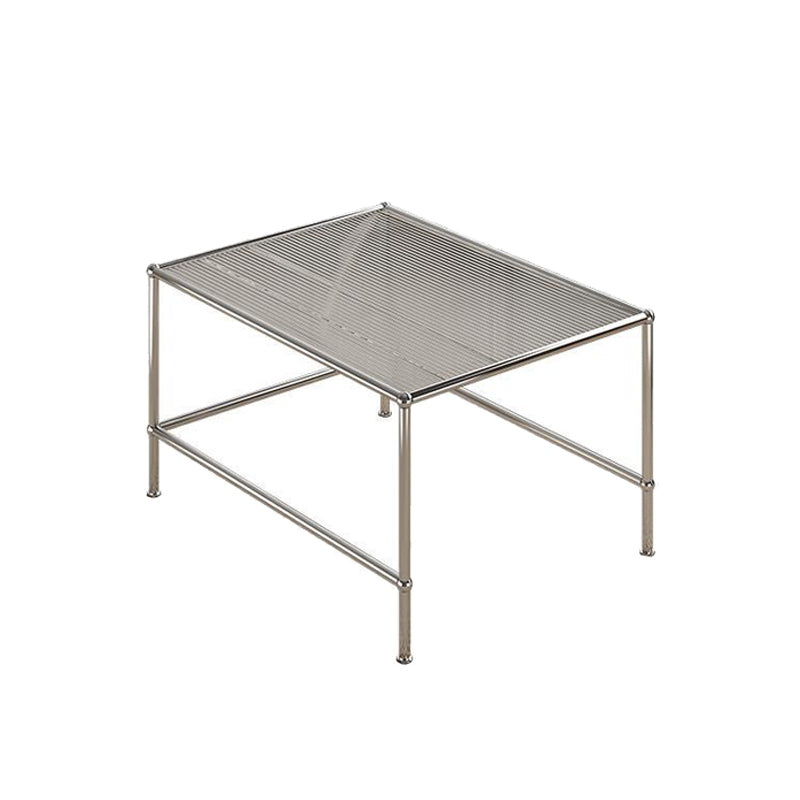 Modern 2 Nesting Glass Coffee Table Set Steel 4 Legs 1 - Drawer Cocktail Table 31.5"L x 24"W x 18"H Clear Clearhalo 'Coffee & Accent Tables' 'Coffee Tables' 'coffee_tables' 'furn' 'furn_coffee_tables' 'Furniture' 'Living Room Furniture' 6396830