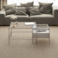 Modern 2 Nesting Glass Coffee Table Set Steel 4 Legs 1 - Drawer Cocktail Table Clearhalo 'Coffee & Accent Tables' 'Coffee Tables' 'coffee_tables' 'furn' 'furn_coffee_tables' 'Furniture' 'Living Room Furniture' 6396838