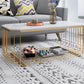 Gold Metal Frame Coffee Table Luxurious Cocktail Table with Shelf Clearhalo 'Coffee & Accent Tables' 'Coffee Tables' 'coffee_tables' 'furn' 'furn_coffee_tables' 'Furniture' 'Living Room Furniture' 6396856