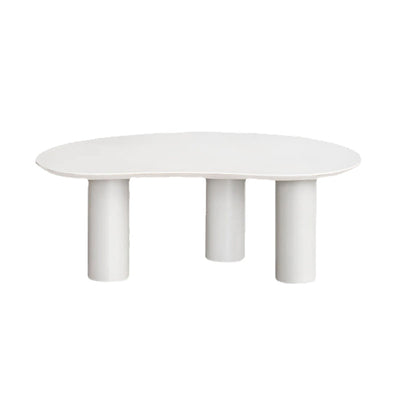 Mesa de centro escandinava de madera y metal Mesa de cóctel con tapa irregular y 3 patas