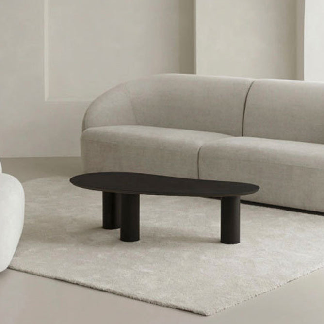 Mesa de centro escandinava de madera y metal Mesa de cóctel con tapa irregular y 3 patas