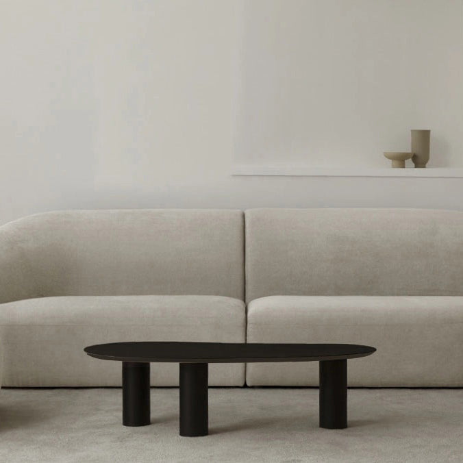 Mesa de centro escandinava de madera y metal Mesa de cóctel con tapa irregular y 3 patas