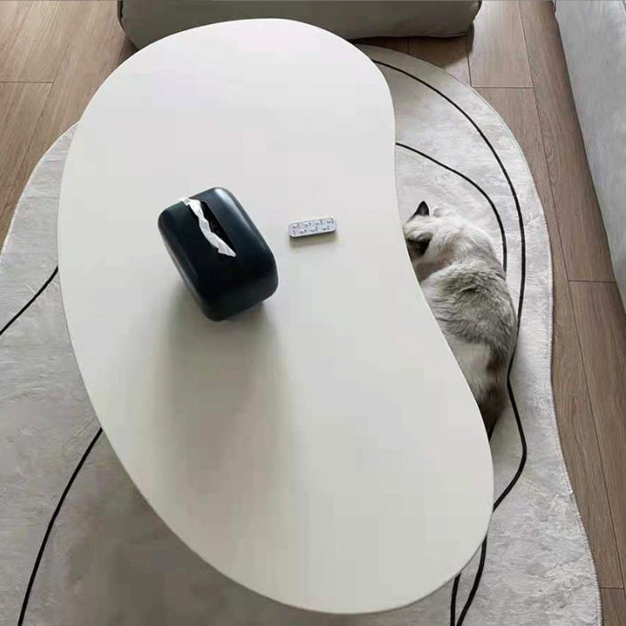 Mesa de centro escandinava de madera y metal Mesa de cóctel con tapa irregular y 3 patas