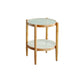 Round Glass/ Wood Top Coffee Table 4 Legs Cocktail Table with Shelf Clearhalo 'Coffee & Accent Tables' 'Coffee Tables' 'coffee_tables' 'furn' 'furn_coffee_tables' 'Furniture' 'Living Room Furniture' 6396884