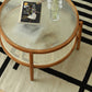 Round Glass/ Wood Top Coffee Table 4 Legs Cocktail Table with Shelf Clearhalo 'Coffee & Accent Tables' 'Coffee Tables' 'coffee_tables' 'furn' 'furn_coffee_tables' 'Furniture' 'Living Room Furniture' 6396885