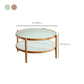 Round Glass/ Wood Top Coffee Table 4 Legs Cocktail Table with Shelf Clearhalo 'Coffee & Accent Tables' 'Coffee Tables' 'coffee_tables' 'furn' 'furn_coffee_tables' 'Furniture' 'Living Room Furniture' 6396894
