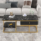 Glam Rectangle Cocktail Table with Marble Top and 1 Drawer and 1 Shelf Black Clearhalo 'Coffee & Accent Tables' 'Coffee Tables' 'coffee_tables' 'furn' 'furn_coffee_tables' 'Furniture' 'Living Room Furniture' 6396896