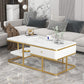 Glam Rectangle Cocktail Table with Marble Top and 1 Drawer and 1 Shelf Clearhalo 'Coffee & Accent Tables' 'Coffee Tables' 'coffee_tables' 'furn' 'furn_coffee_tables' 'Furniture' 'Living Room Furniture' 6396897