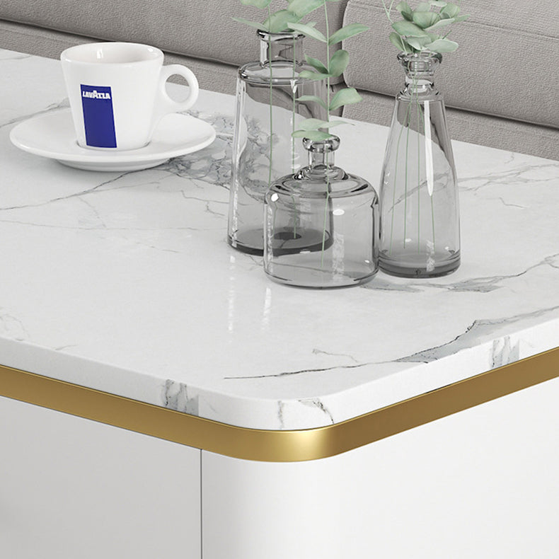Glam Rectangle Cocktail Table with Marble Top and 1 Drawer and 1 Shelf Clearhalo 'Coffee & Accent Tables' 'Coffee Tables' 'coffee_tables' 'furn' 'furn_coffee_tables' 'Furniture' 'Living Room Furniture' 6396900