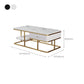 Glam Rectangle Cocktail Table with Marble Top and 1 Drawer and 1 Shelf Clearhalo 'Coffee & Accent Tables' 'Coffee Tables' 'coffee_tables' 'furn' 'furn_coffee_tables' 'Furniture' 'Living Room Furniture' 6396905