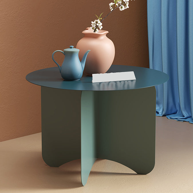 Mid-Century Modern Round Coffee Table with Iron Top and 4 Legs Clearhalo 'Coffee & Accent Tables' 'Coffee Tables' 'coffee_tables' 'furn' 'furn_coffee_tables' 'Furniture' 'Living Room Furniture' 6396920
