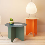 Table basse rond moderne du milieu du siècle avec dessus en fer et 4 jambes