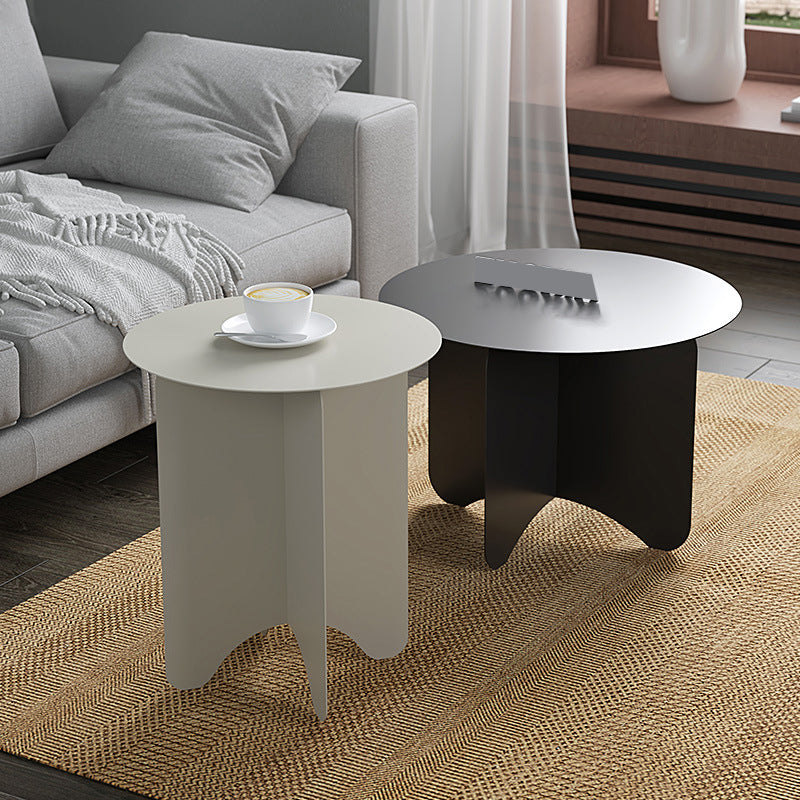 Mid-Century Modern Round Coffee Table with Iron Top and 4 Legs Clearhalo 'Coffee & Accent Tables' 'Coffee Tables' 'coffee_tables' 'furn' 'furn_coffee_tables' 'Furniture' 'Living Room Furniture' 6396923