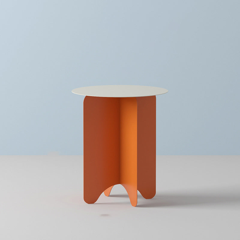 Mid-Century Modern Round Coffee Table with Iron Top and 4 Legs 16"L x 16"W x 18.5"H Orange Clearhalo 'Coffee & Accent Tables' 'Coffee Tables' 'coffee_tables' 'furn' 'furn_coffee_tables' 'Furniture' 'Living Room Furniture' 6396930