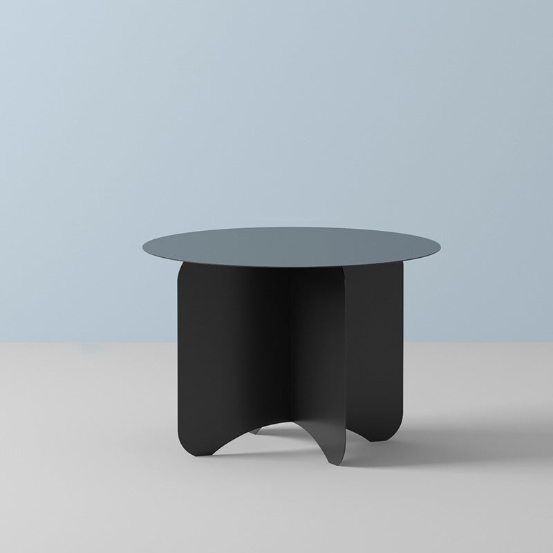 Mid-Century Modern Round Coffee Table with Iron Top and 4 Legs 22"L x 22"W x 15"H Black Clearhalo 'Coffee & Accent Tables' 'Coffee Tables' 'coffee_tables' 'furn' 'furn_coffee_tables' 'Furniture' 'Living Room Furniture' 6396933