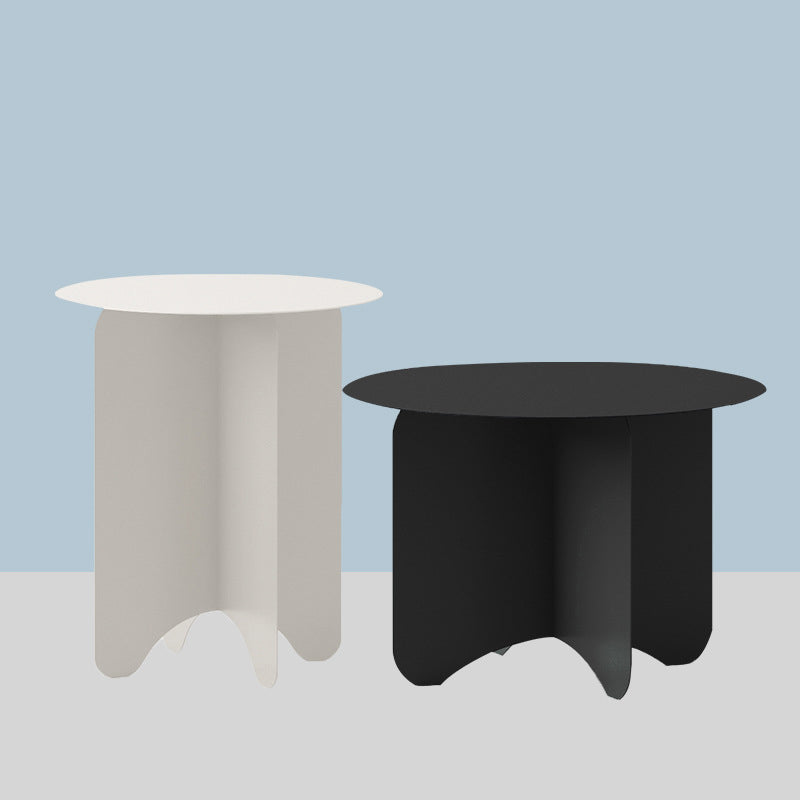 Mid-Century Modern Round Coffee Table with Iron Top and 4 Legs 22"L x 22"W x 15"H + 16"L x 16"W x 19"H Black Clearhalo 'Coffee & Accent Tables' 'Coffee Tables' 'coffee_tables' 'furn' 'furn_coffee_tables' 'Furniture' 'Living Room Furniture' 6396934