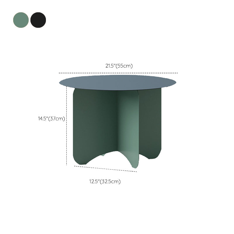 Mid-Century Modern Round Coffee Table with Iron Top and 4 Legs Clearhalo 'Coffee & Accent Tables' 'Coffee Tables' 'coffee_tables' 'furn' 'furn_coffee_tables' 'Furniture' 'Living Room Furniture' 6396935