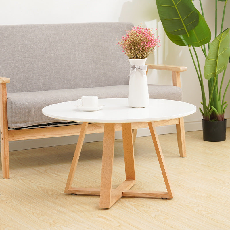 Table basse ronde en bois de style moderne, table de cocktail à pieds croisés