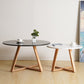 Table basse ronde en bois de style moderne, table de cocktail à pieds croisés