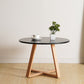 Table basse ronde en bois de style moderne, table de cocktail à pieds croisés