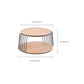 Round Solid Wood Coffee Table Drum Coffee Cocktail Table with Floor Shelf