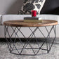 17.7" H Wood Round Top Coffee Table, Metal Frame Base Cocktail Table Clearhalo 'Coffee & Accent Tables' 'Coffee Tables' 'coffee_tables' 'furn' 'furn_coffee_tables' 'Furniture' 'Living Room Furniture' 6396972