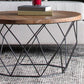 17.7" H Wood Round Top Coffee Table, Metal Frame Base Cocktail Table Clearhalo 'Coffee & Accent Tables' 'Coffee Tables' 'coffee_tables' 'furn' 'furn_coffee_tables' 'Furniture' 'Living Room Furniture' 6396974