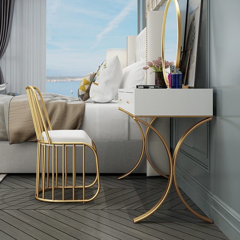 15.74" Wide Bedroom Dressing Table in White Make-up Vanity with 4 Drawers