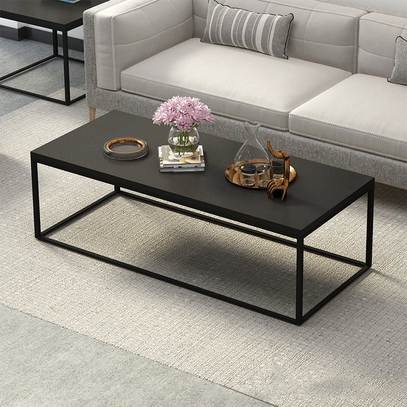17.7" Tall Wooden Rectangle Top Coffee Table Iron Frame Base Cocktail Table Black Clearhalo 'Coffee & Accent Tables' 'Coffee Tables' 'coffee_tables' 'furn' 'furn_coffee_tables' 'Furniture' 'Living Room Furniture' 6397004