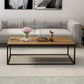 17.7" Tall Wooden Rectangle Top Coffee Table Iron Frame Base Cocktail Table Clearhalo 'Coffee & Accent Tables' 'Coffee Tables' 'coffee_tables' 'furn' 'furn_coffee_tables' 'Furniture' 'Living Room Furniture' 6397006