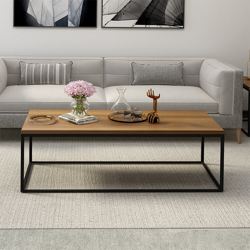 17.7" Tall Wooden Rectangle Top Coffee Table Iron Frame Base Cocktail Table Clearhalo 'Coffee & Accent Tables' 'Coffee Tables' 'coffee_tables' 'furn' 'furn_coffee_tables' 'Furniture' 'Living Room Furniture' 6397006