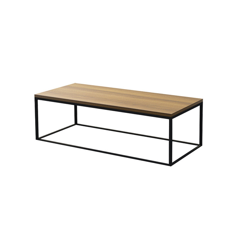 17.7" Tall Wooden Rectangle Top Coffee Table Iron Frame Base Cocktail Table Clearhalo 'Coffee & Accent Tables' 'Coffee Tables' 'coffee_tables' 'furn' 'furn_coffee_tables' 'Furniture' 'Living Room Furniture' 6397008
