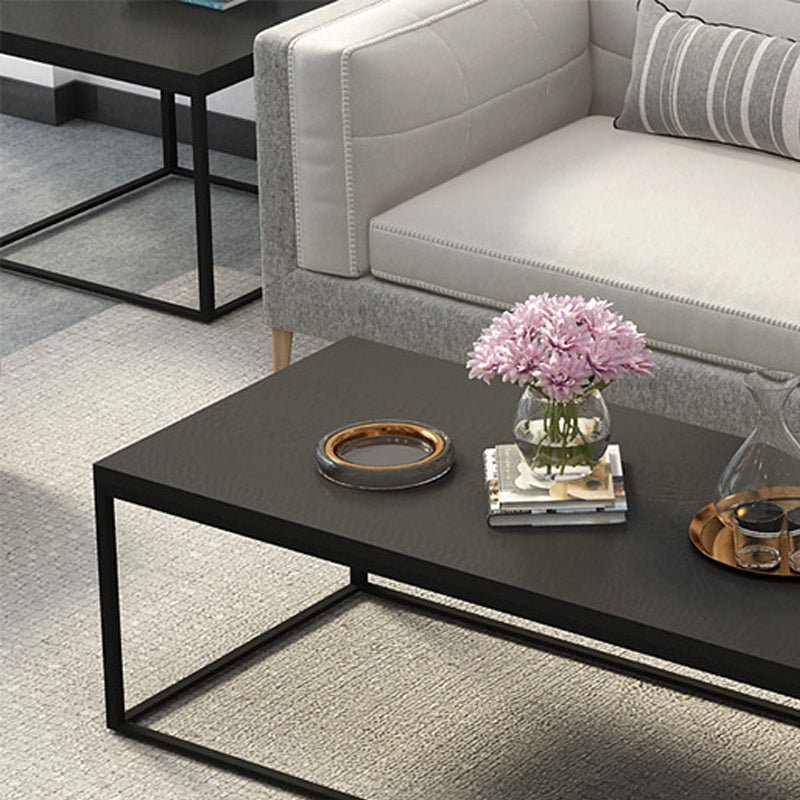 17.7" Tall Wooden Rectangle Top Coffee Table Iron Frame Base Cocktail Table Clearhalo 'Coffee & Accent Tables' 'Coffee Tables' 'coffee_tables' 'furn' 'furn_coffee_tables' 'Furniture' 'Living Room Furniture' 6397009