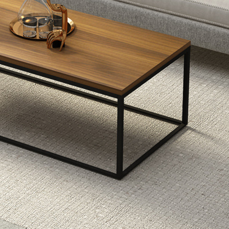 17.7" Tall Wooden Rectangle Top Coffee Table Iron Frame Base Cocktail Table Clearhalo 'Coffee & Accent Tables' 'Coffee Tables' 'coffee_tables' 'furn' 'furn_coffee_tables' 'Furniture' 'Living Room Furniture' 6397010
