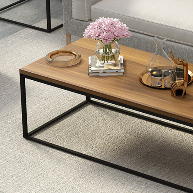 17.7" Tall Wooden Rectangle Top Coffee Table Iron Frame Base Cocktail Table Clearhalo 'Coffee & Accent Tables' 'Coffee Tables' 'coffee_tables' 'furn' 'furn_coffee_tables' 'Furniture' 'Living Room Furniture' 6397011