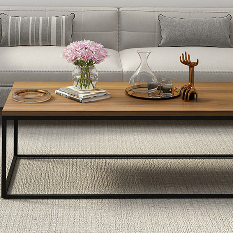 17.7" Tall Wooden Rectangle Top Coffee Table Iron Frame Base Cocktail Table Clearhalo 'Coffee & Accent Tables' 'Coffee Tables' 'coffee_tables' 'furn' 'furn_coffee_tables' 'Furniture' 'Living Room Furniture' 6397012