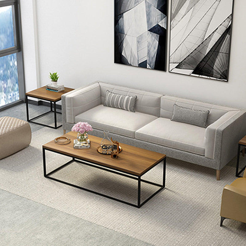 17.7" Tall Wooden Rectangle Top Coffee Table Iron Frame Base Cocktail Table Clearhalo 'Coffee & Accent Tables' 'Coffee Tables' 'coffee_tables' 'furn' 'furn_coffee_tables' 'Furniture' 'Living Room Furniture' 6397013