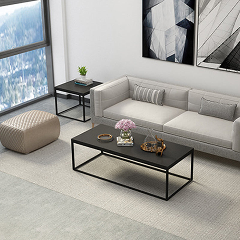 17.7" Tall Wooden Rectangle Top Coffee Table Iron Frame Base Cocktail Table Clearhalo 'Coffee & Accent Tables' 'Coffee Tables' 'coffee_tables' 'furn' 'furn_coffee_tables' 'Furniture' 'Living Room Furniture' 6397015
