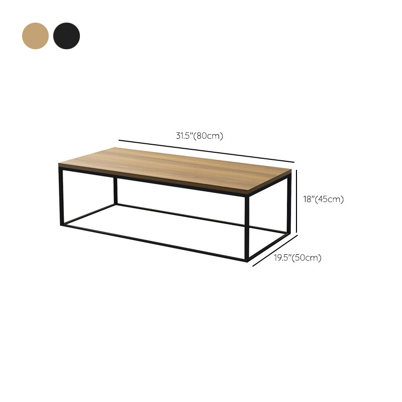 17.7" Tall Wooden Rectangle Top Coffee Table Iron Frame Base Cocktail Table Clearhalo 'Coffee & Accent Tables' 'Coffee Tables' 'coffee_tables' 'furn' 'furn_coffee_tables' 'Furniture' 'Living Room Furniture' 6397016